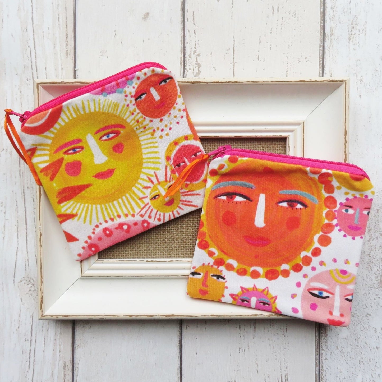 Coin Purse in Sun Face Fabric