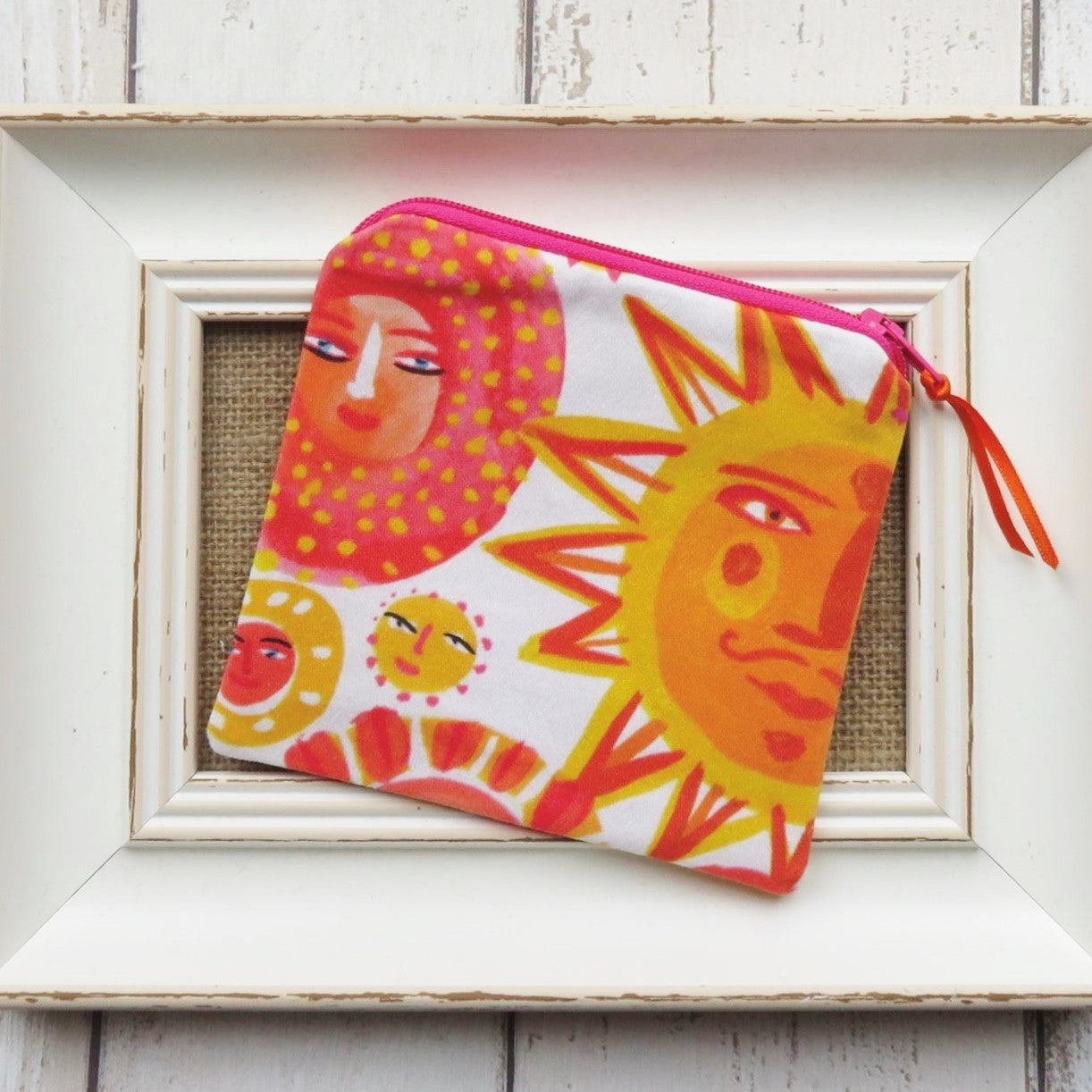 Coin Purse in Sun Face Fabric