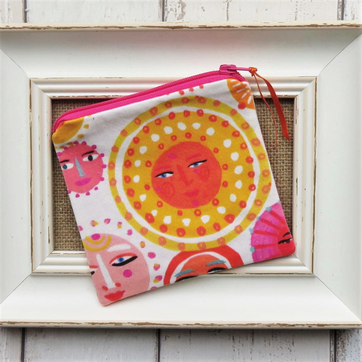 Coin Purse in Sun Face Fabric