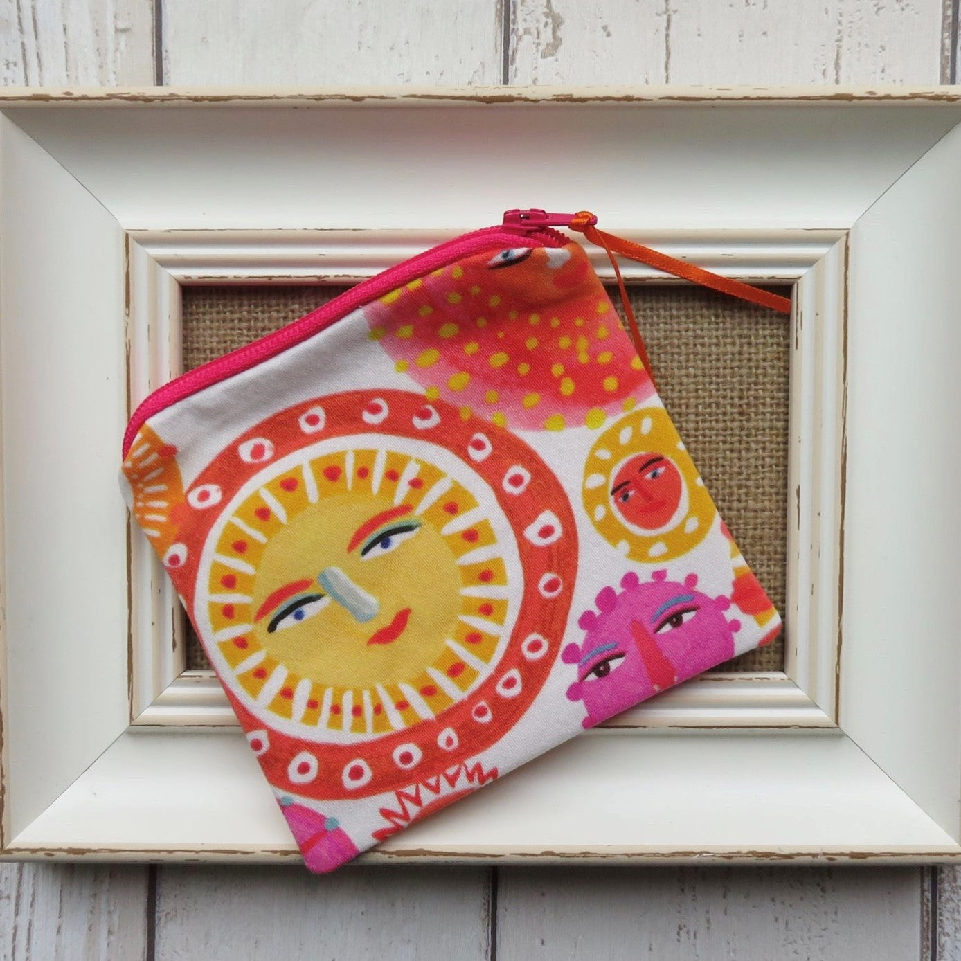 Coin Purse in Sun Face Fabric