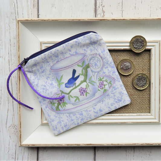 Coin Purse in Tea Cup Print Fabric