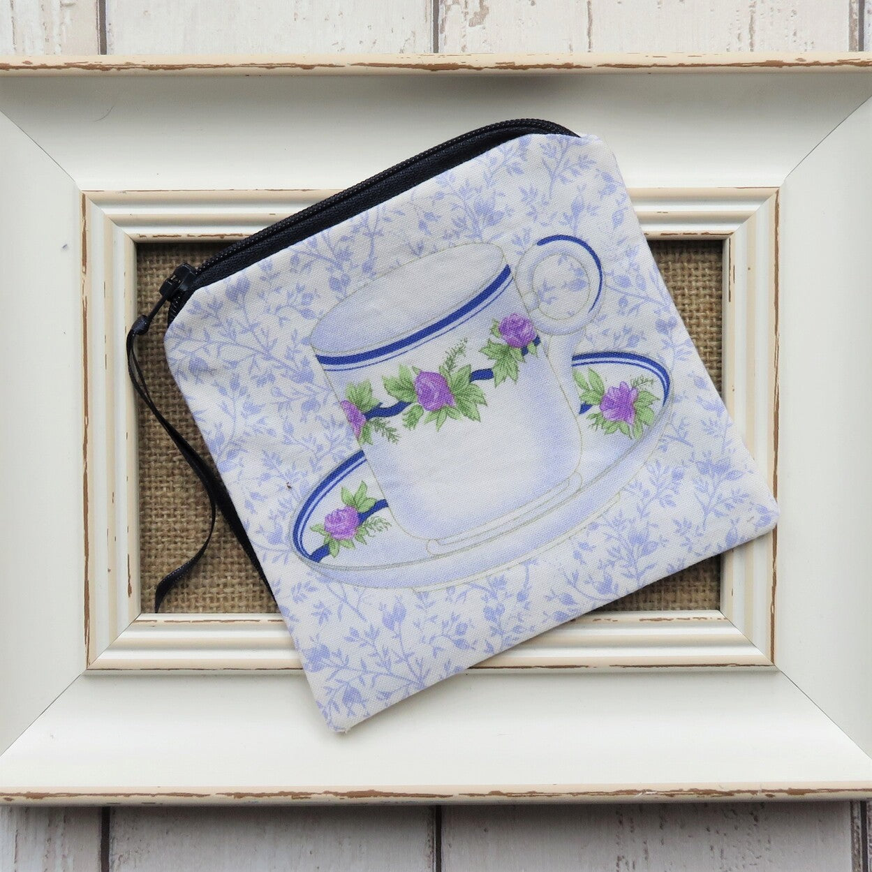 Coin Purse in Tea Cup Print Fabric