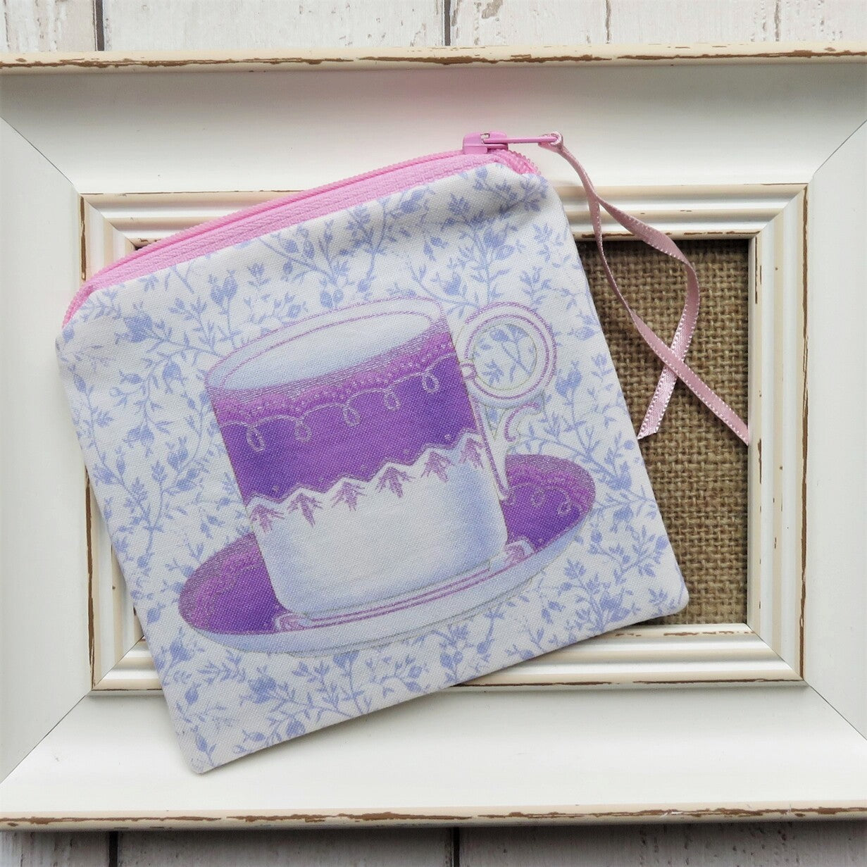 Coin Purse in Tea Cup Print Fabric
