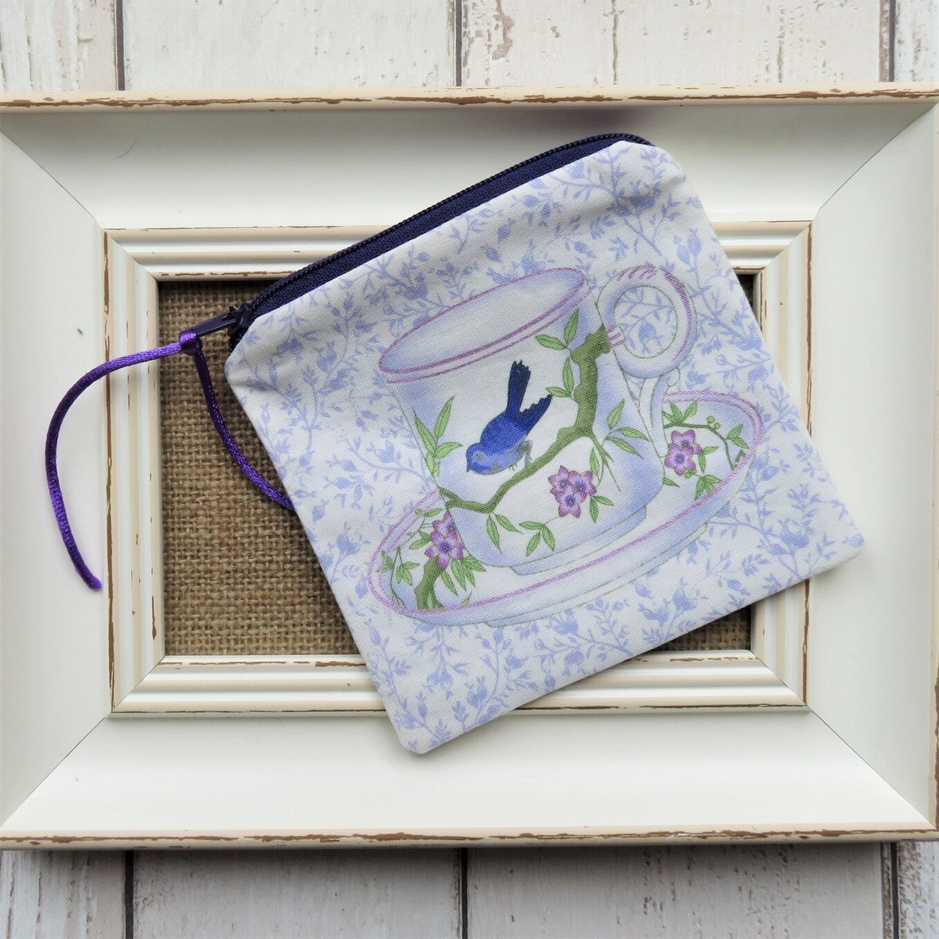 Coin Purse in Tea Cup Print Fabric