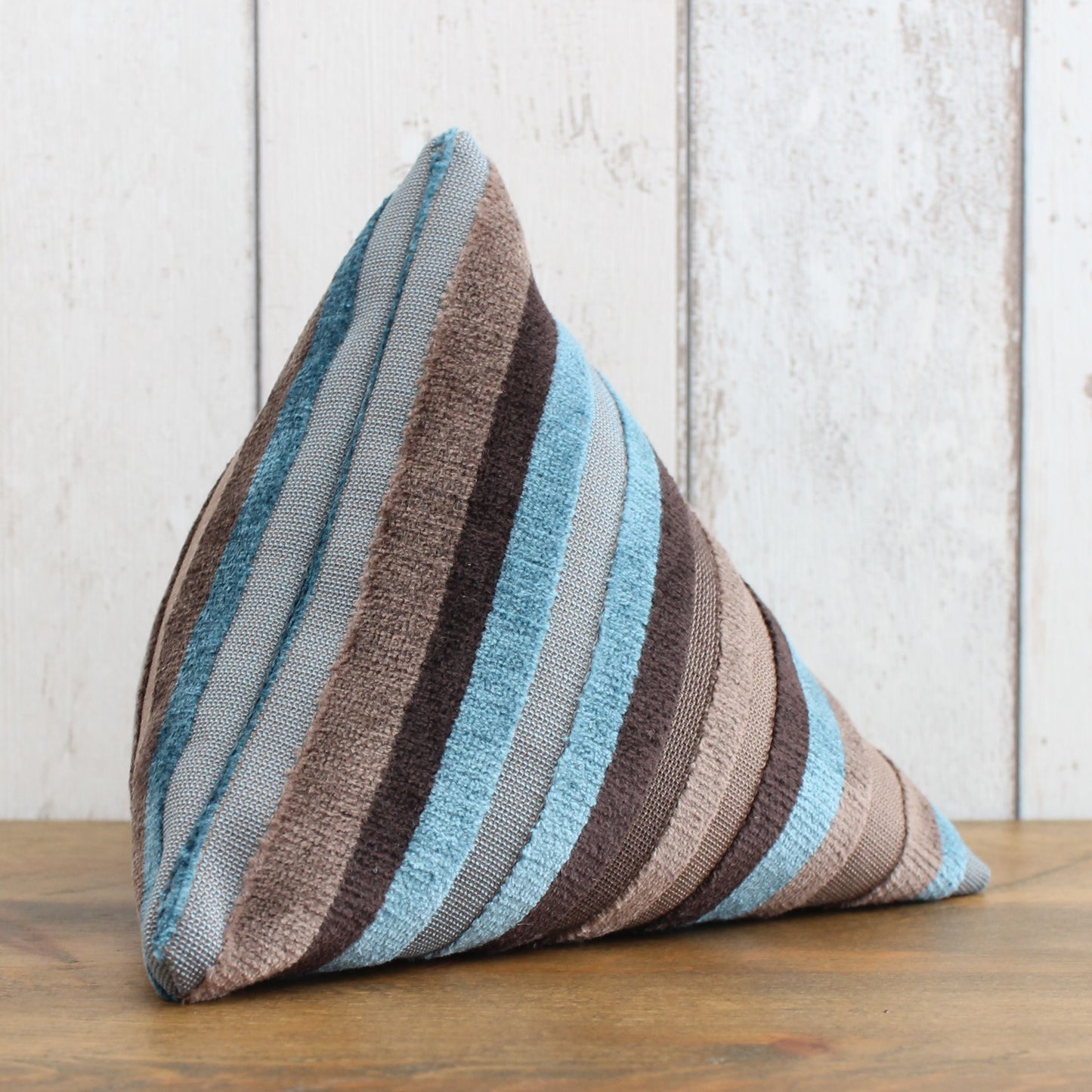 Brown & Turquoise Velvet Stripe Fabric Doorstop