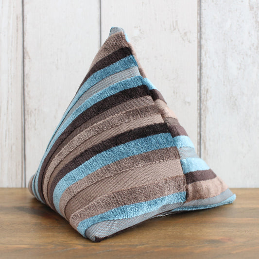 Brown & Turquoise Velvet Stripe Fabric Doorstop