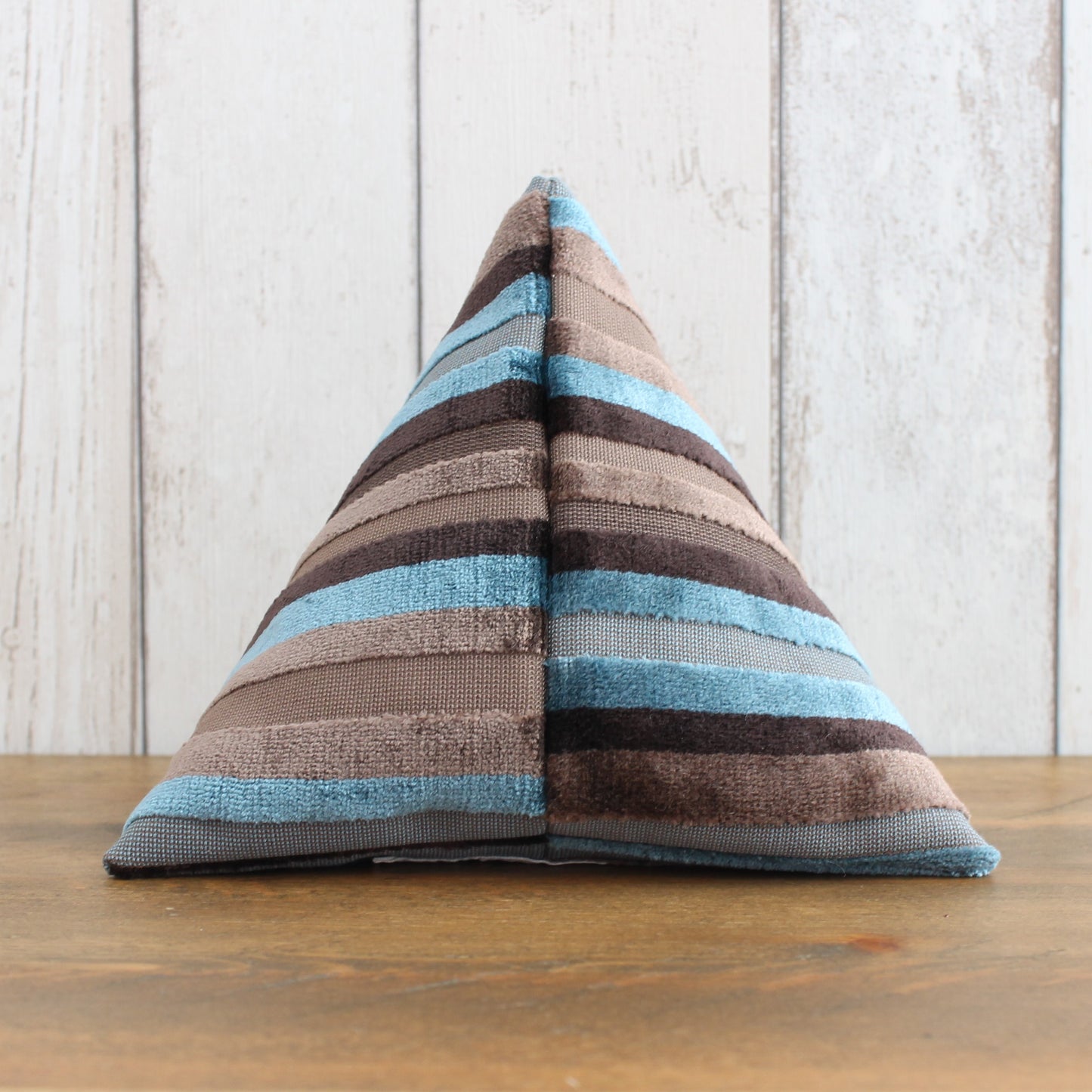 Brown & Turquoise Velvet Stripe Fabric Doorstop