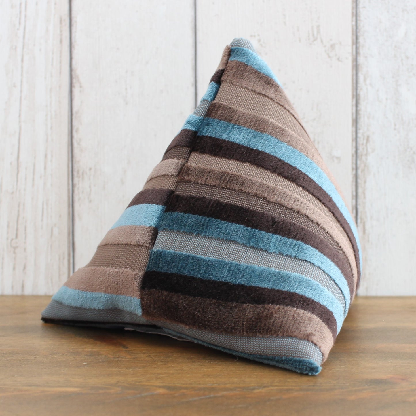 Brown & Turquoise Velvet Stripe Fabric Doorstop