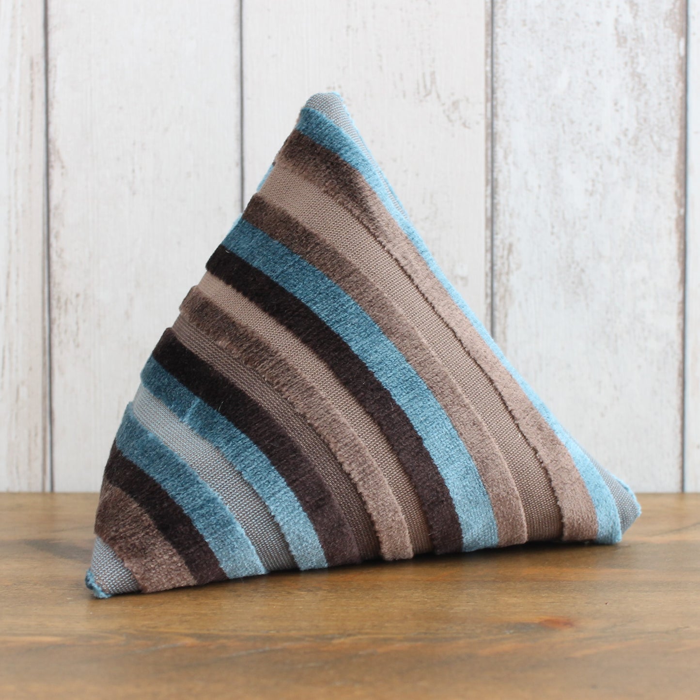 Brown & Turquoise Velvet Stripe Fabric Doorstop