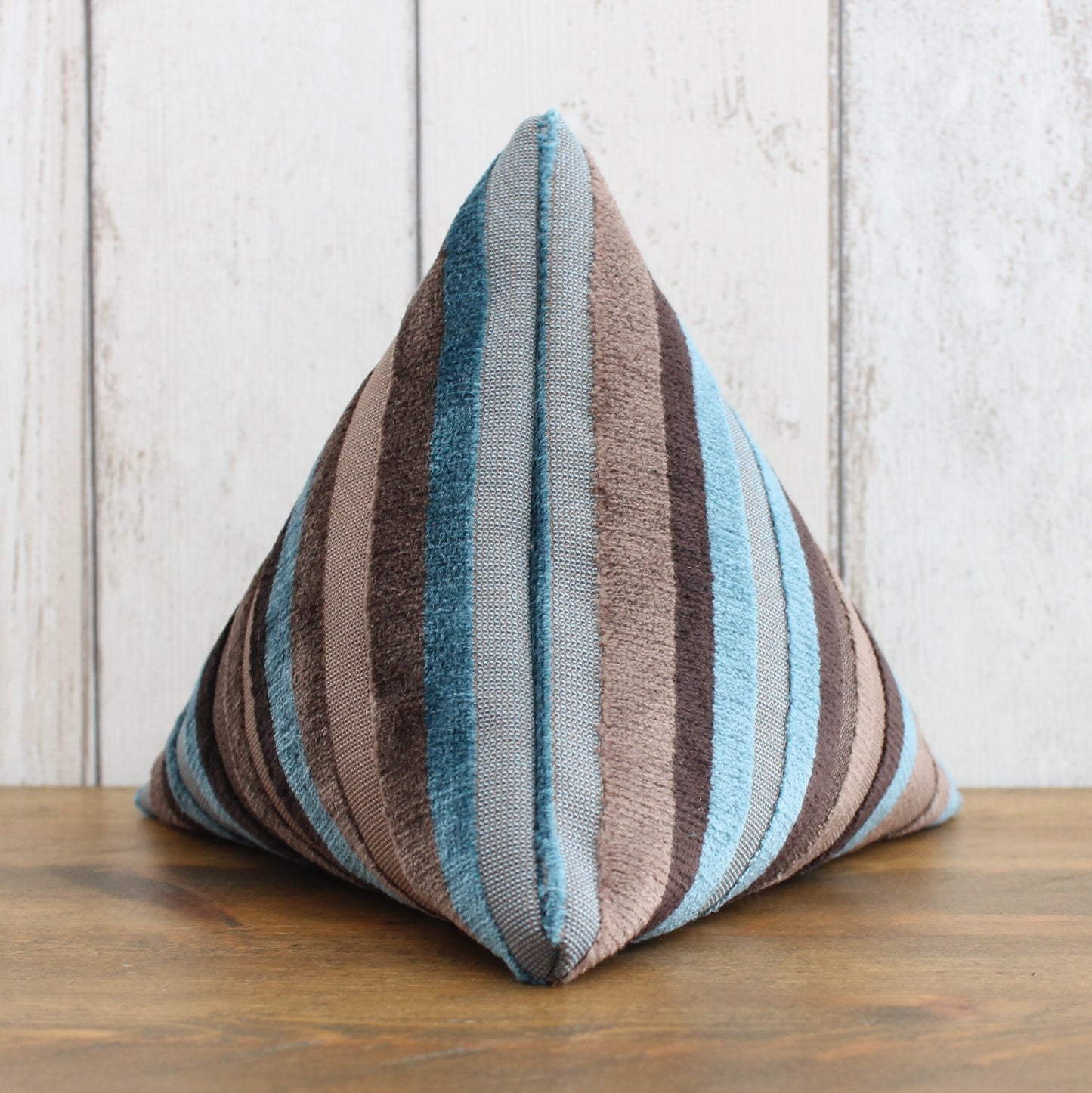 Brown & Turquoise Velvet Stripe Fabric Doorstop