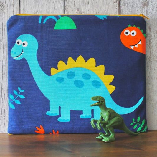 Dinosaur Print Large Zipped Pencil Case