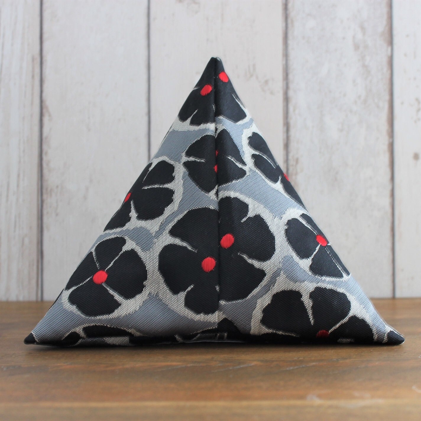 Black and Silver Grey Floral Fabric Doorstop