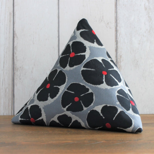 Black and Silver Grey Floral Fabric Doorstop