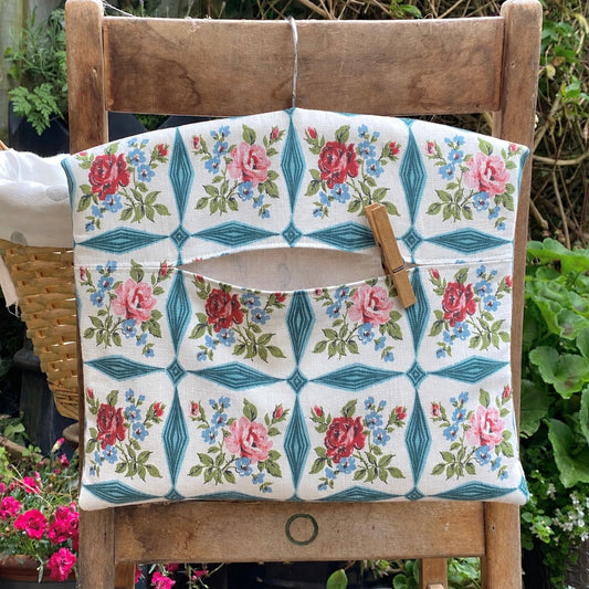 Vintage Roses Print Fabric Peg Bag
