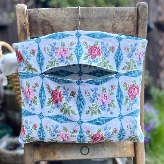 Vintage Roses Print Fabric Peg Bag