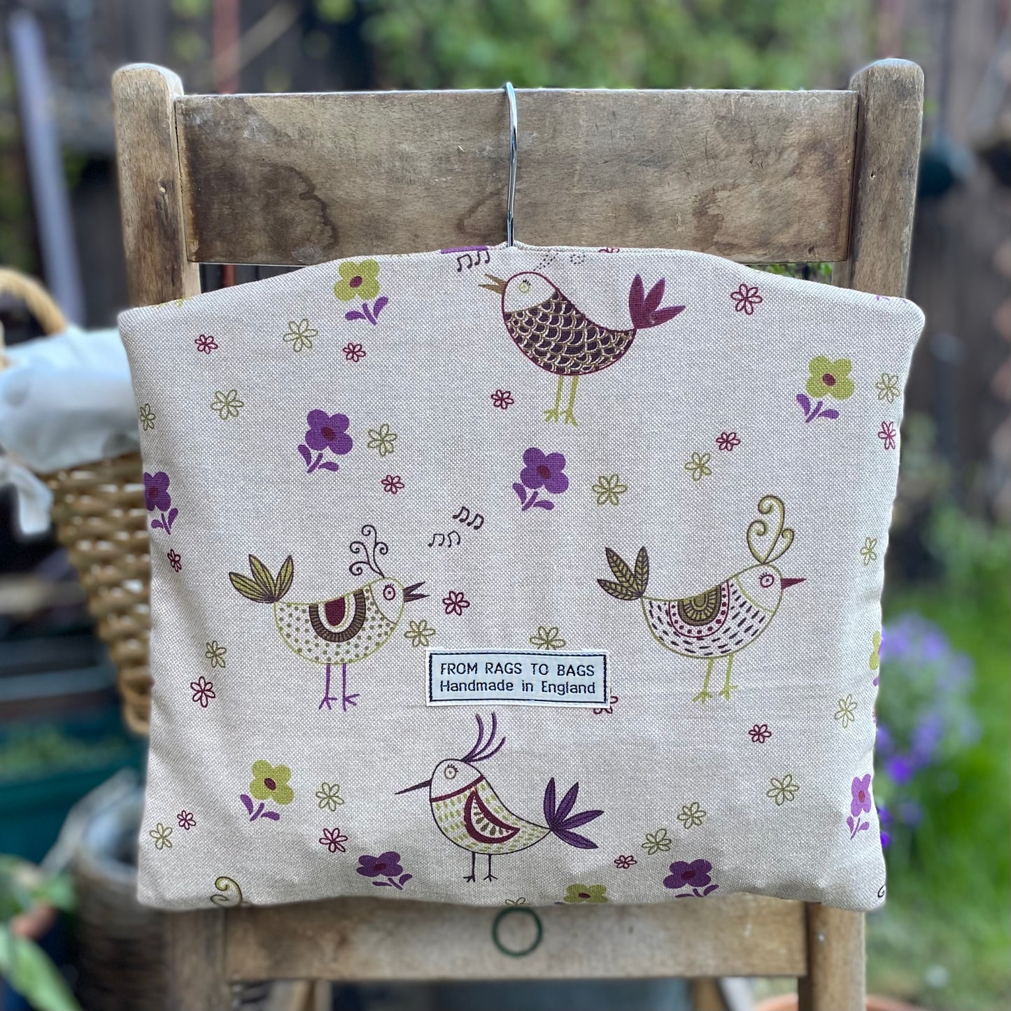 Folk Art Bird Print Peg Bag