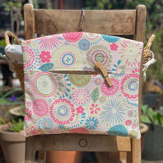 Pink and Green Abstract Floral Peg Bag