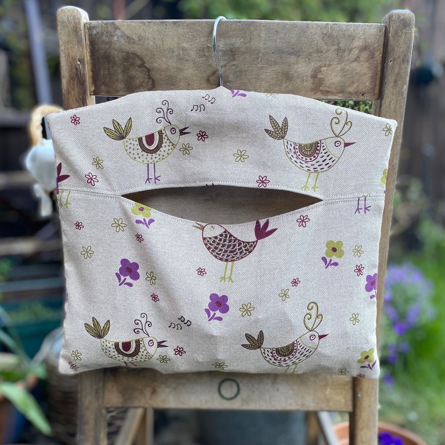 Folk Art Bird Print Peg Bag