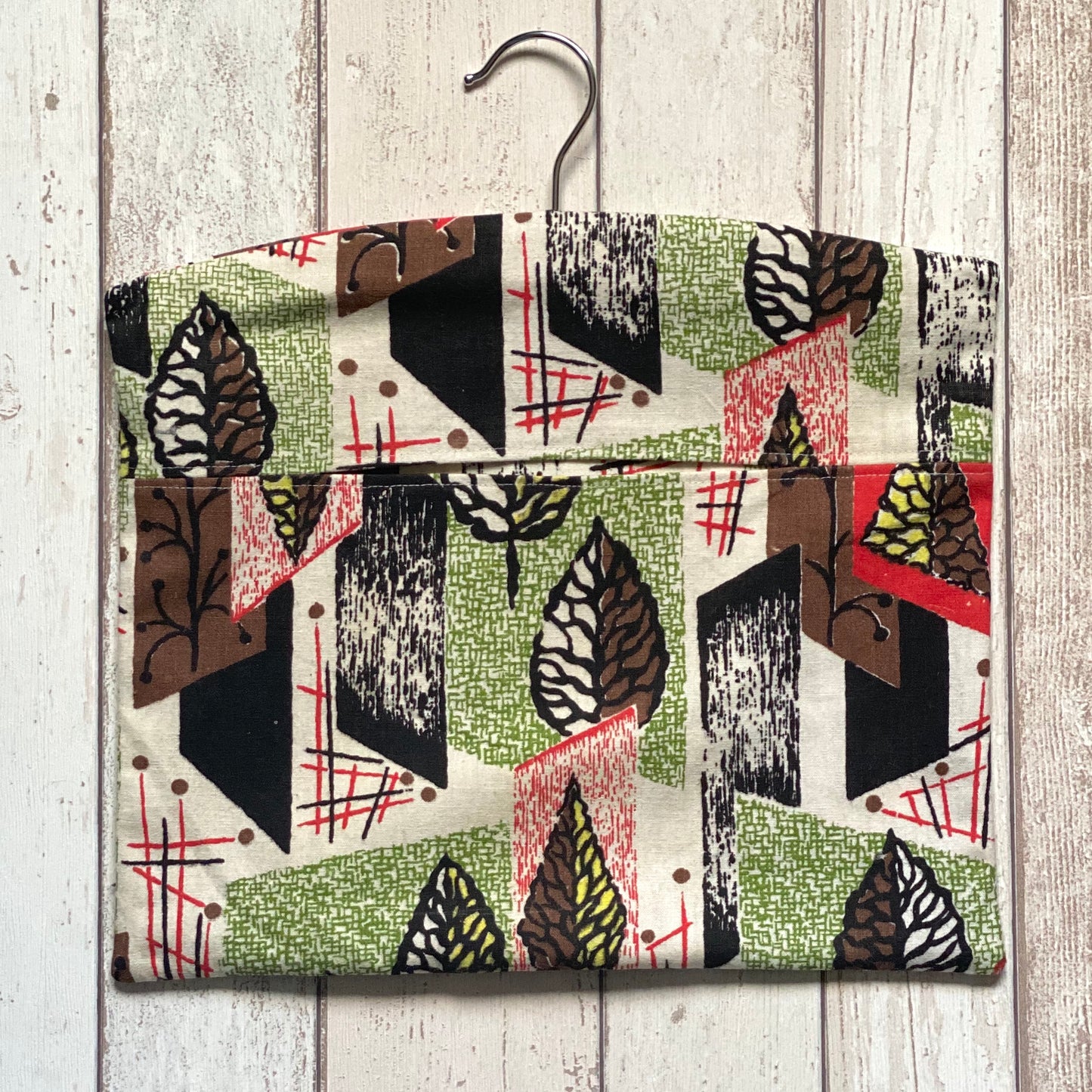 Vintage Leaf Print Fabric Peg Bag