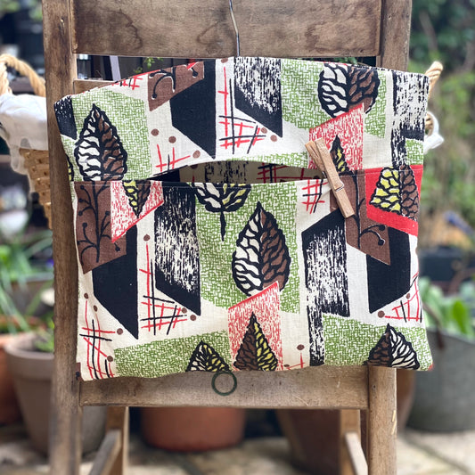 Vintage Leaf Print Fabric Peg Bag