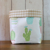 Cactus Print Fabric Storage Bin (M)