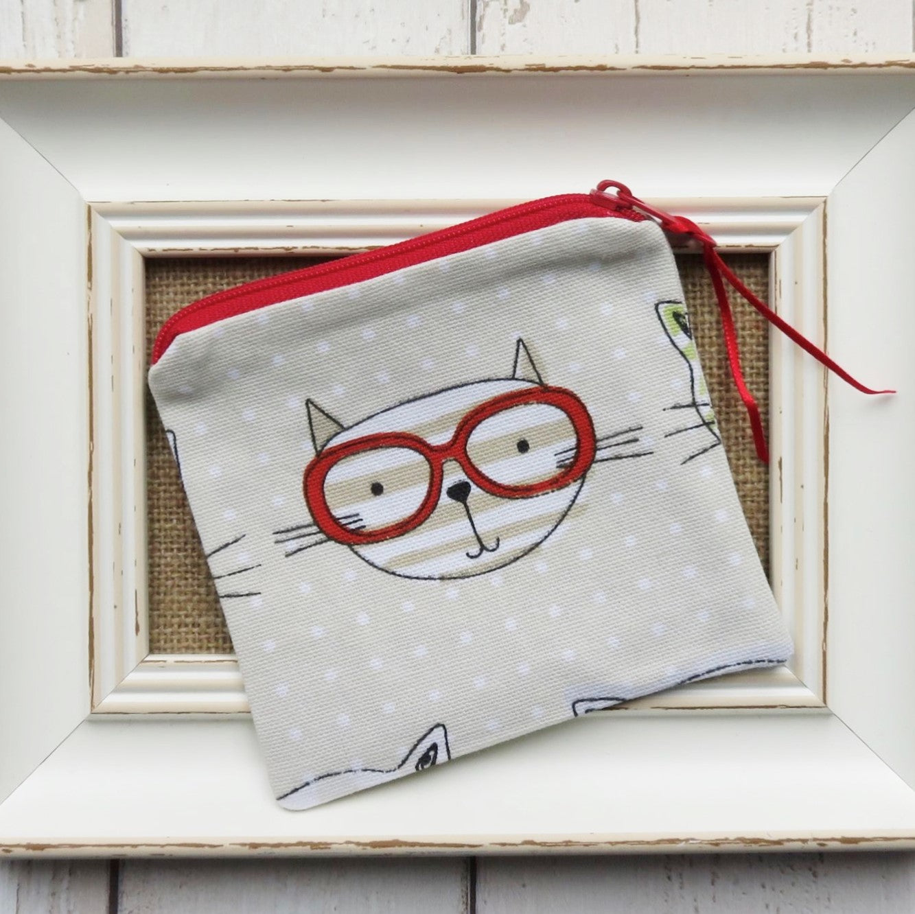 Coin Purse in Cat Face Fabric