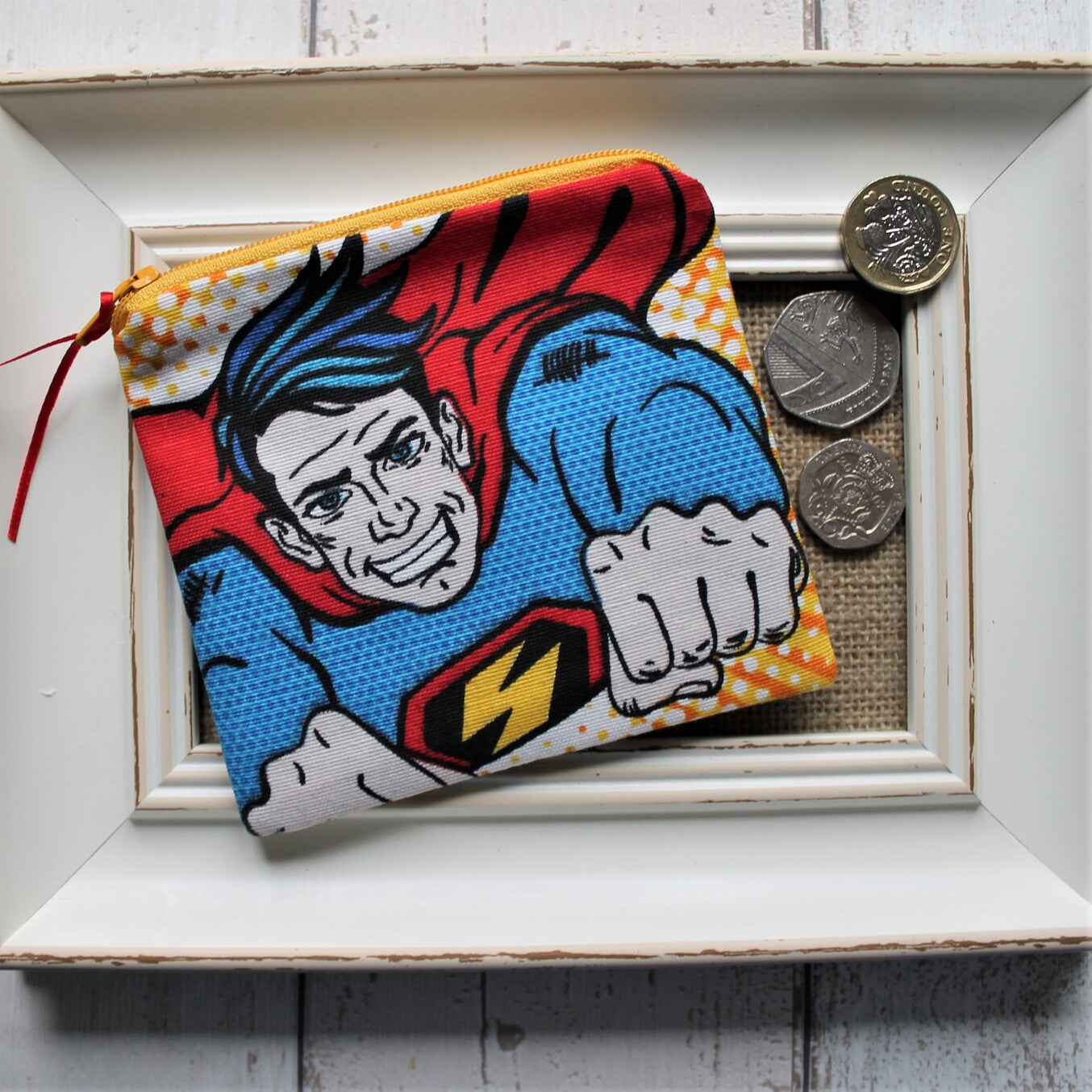 Coin Purse in Comic Book Fabric