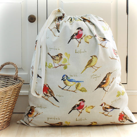 Garden Birds Print Laundry Bag