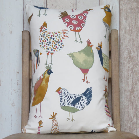 Multicoloured Chickens Sofa Cushion