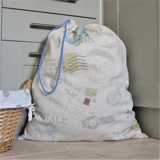 Vintage Postcard Print Laundry Bag