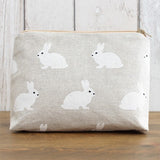 White Rabbit Print Makeup Bag
