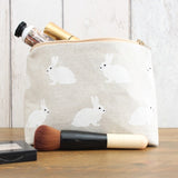 White Rabbit Print Makeup Bag