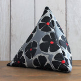 Black and Silver Grey Floral Fabric Doorstop