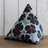 Black and Silver Grey Floral Fabric Doorstop
